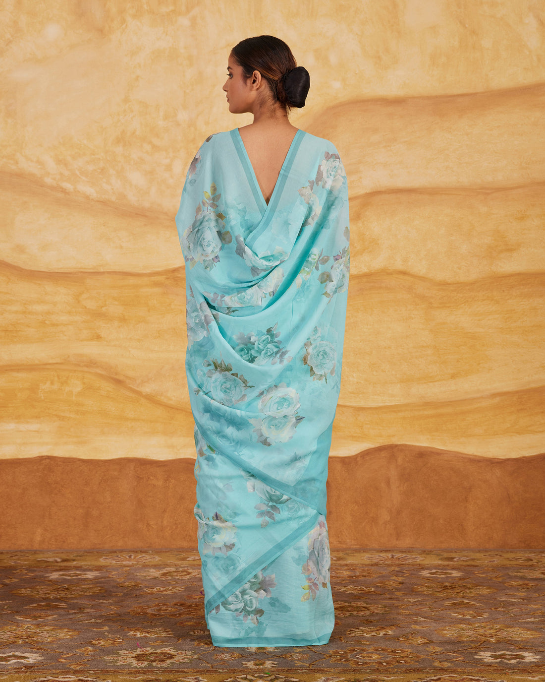 Blue Upala Printed Saree Chiffon