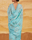 Blue Upala Printed Saree Chiffon