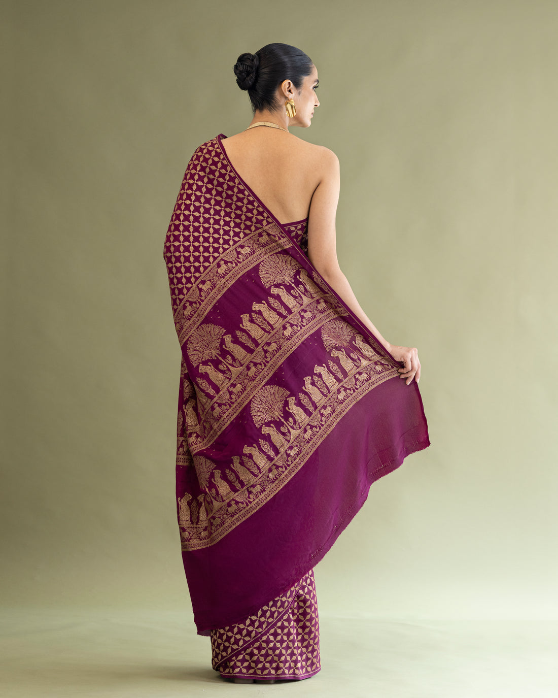 Magenta Crape Silk Saree