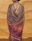 Stripe Weave Hand Dyed Saree Kora