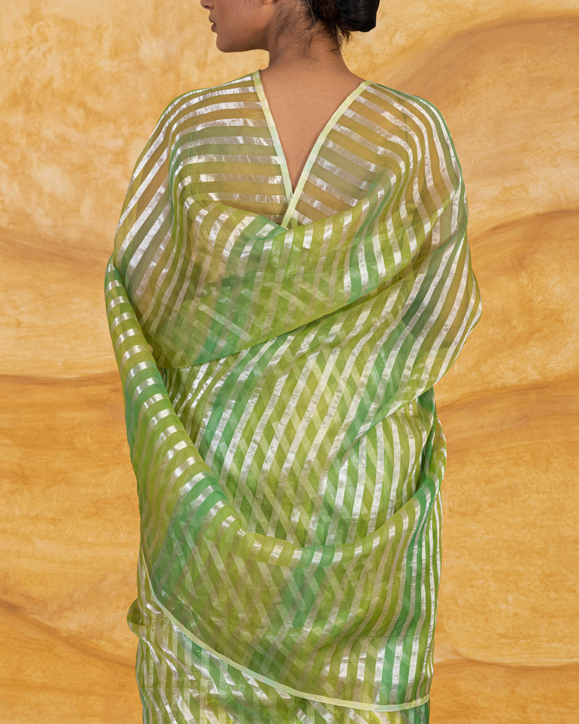 Nitya Stripe Weave Hand Dyed Saree Tissue