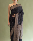 Charcoal Crape Saree