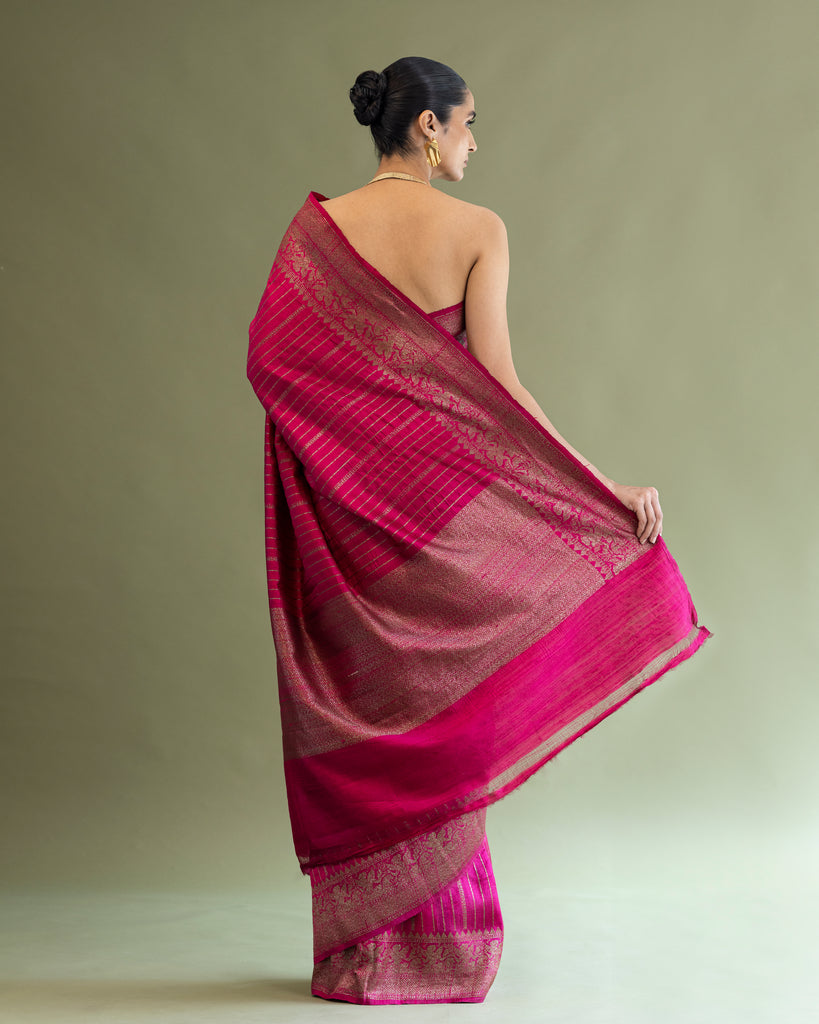 Rani Pink Raw Silk Saree