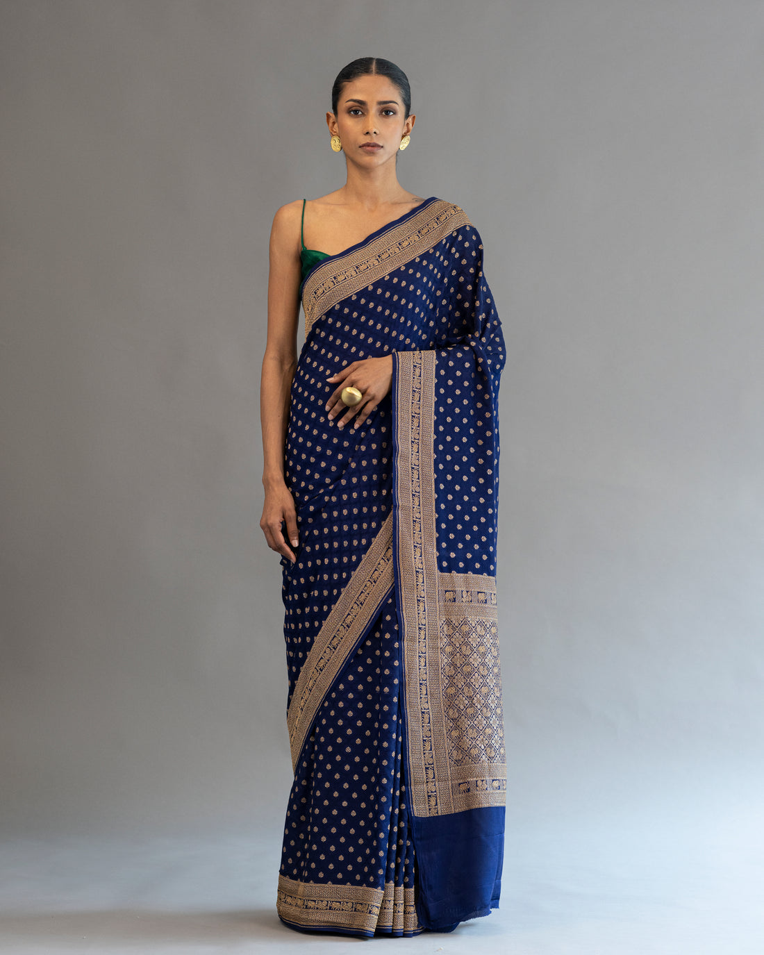 Navy Classic Crape Silk Saree