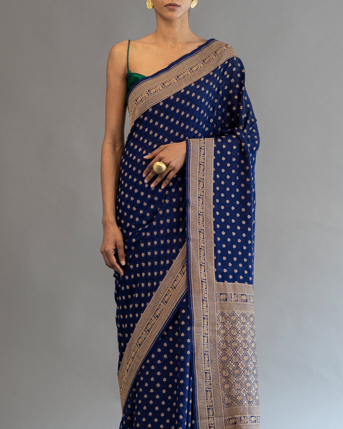 Navy Classic Crape Silk Saree