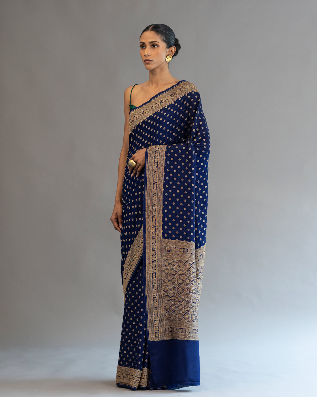 Navy Classic Crape Silk Saree