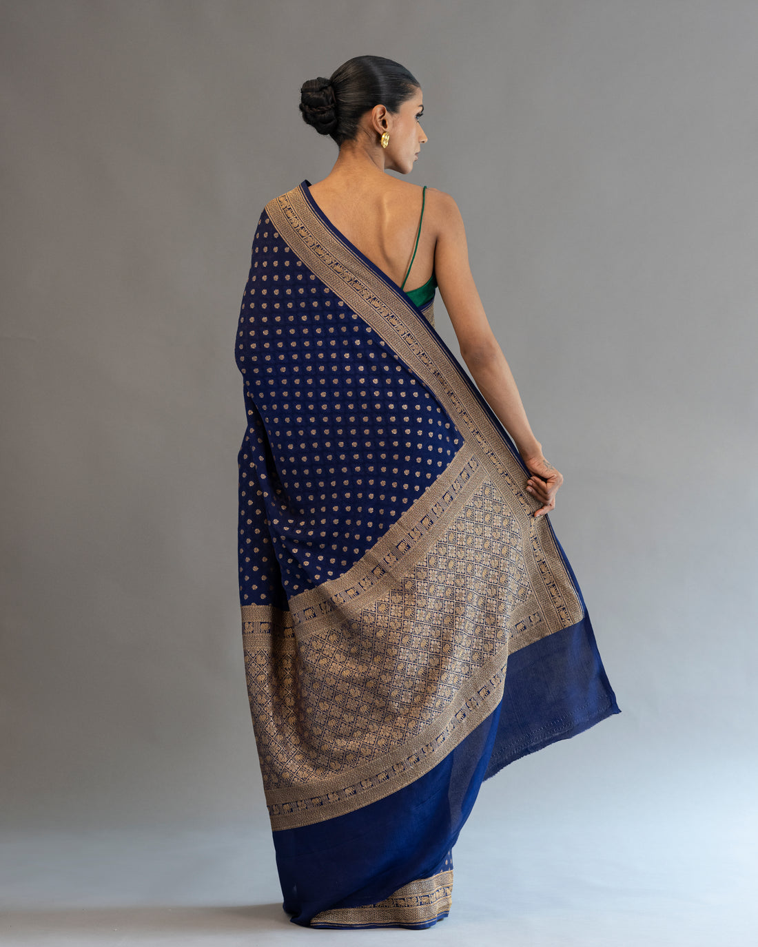 Navy Classic Crape Silk Saree