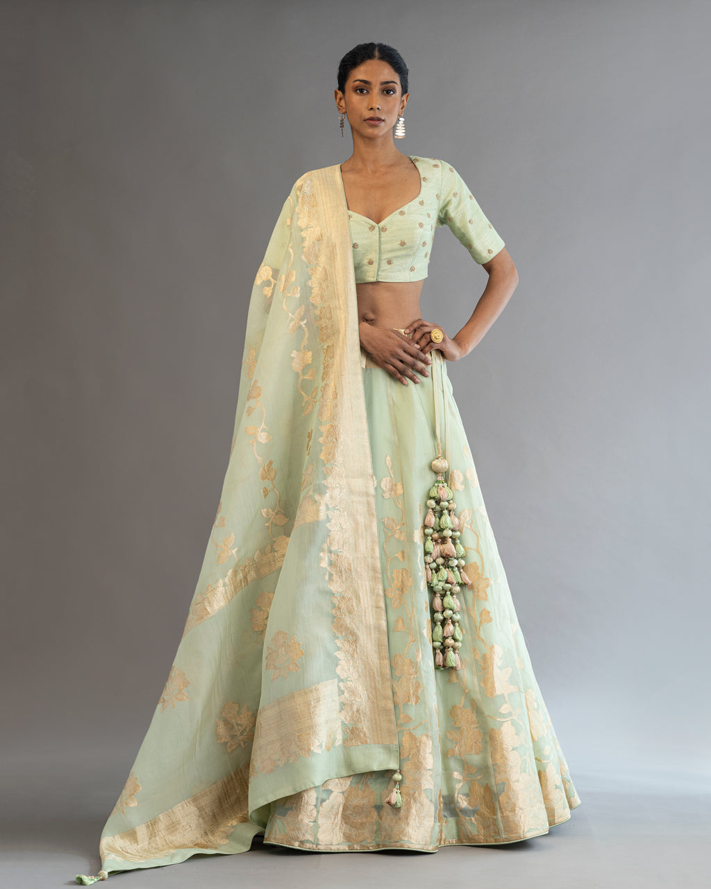 Pistahio  Silk Lehenga