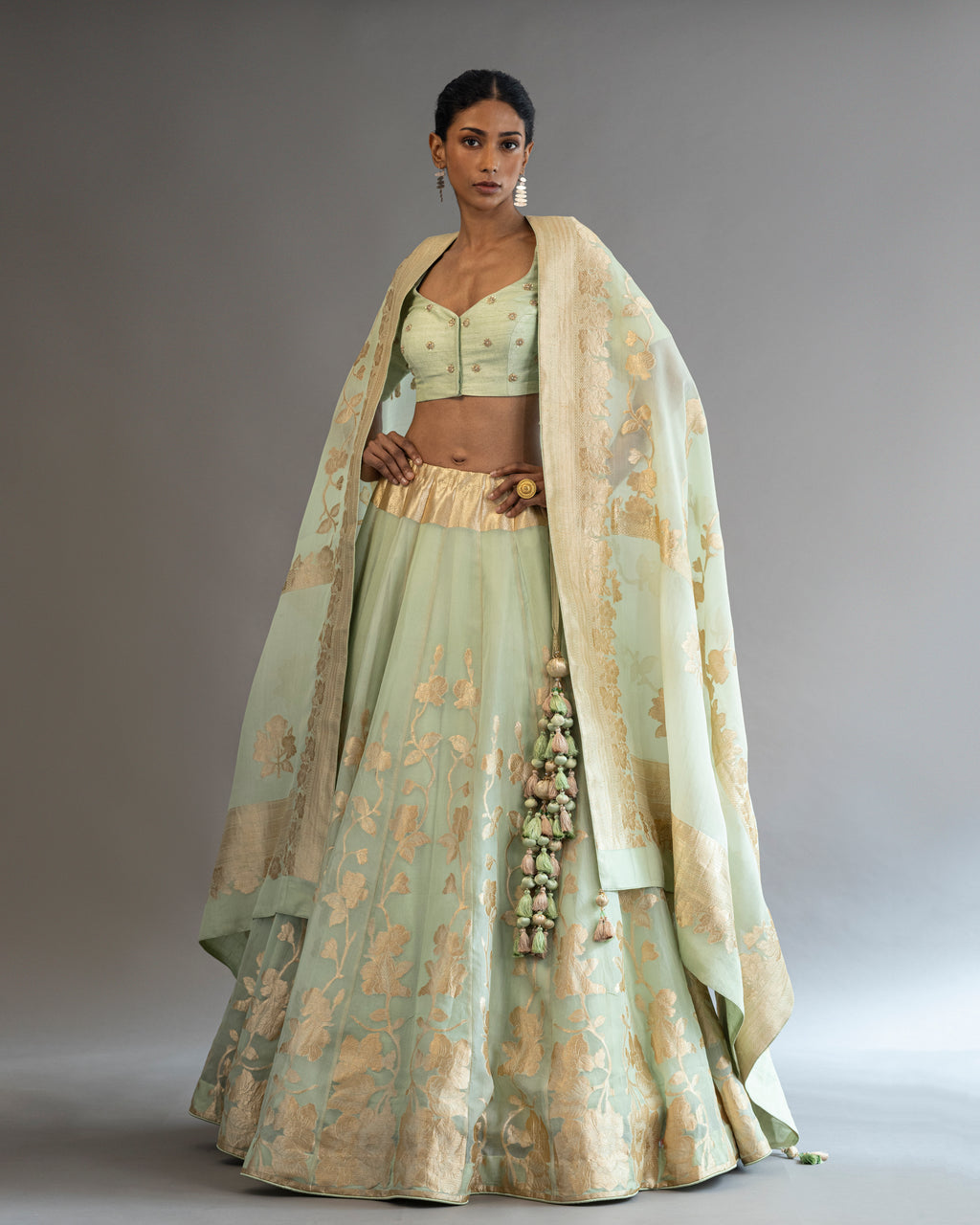 Pistahio  Silk Lehenga