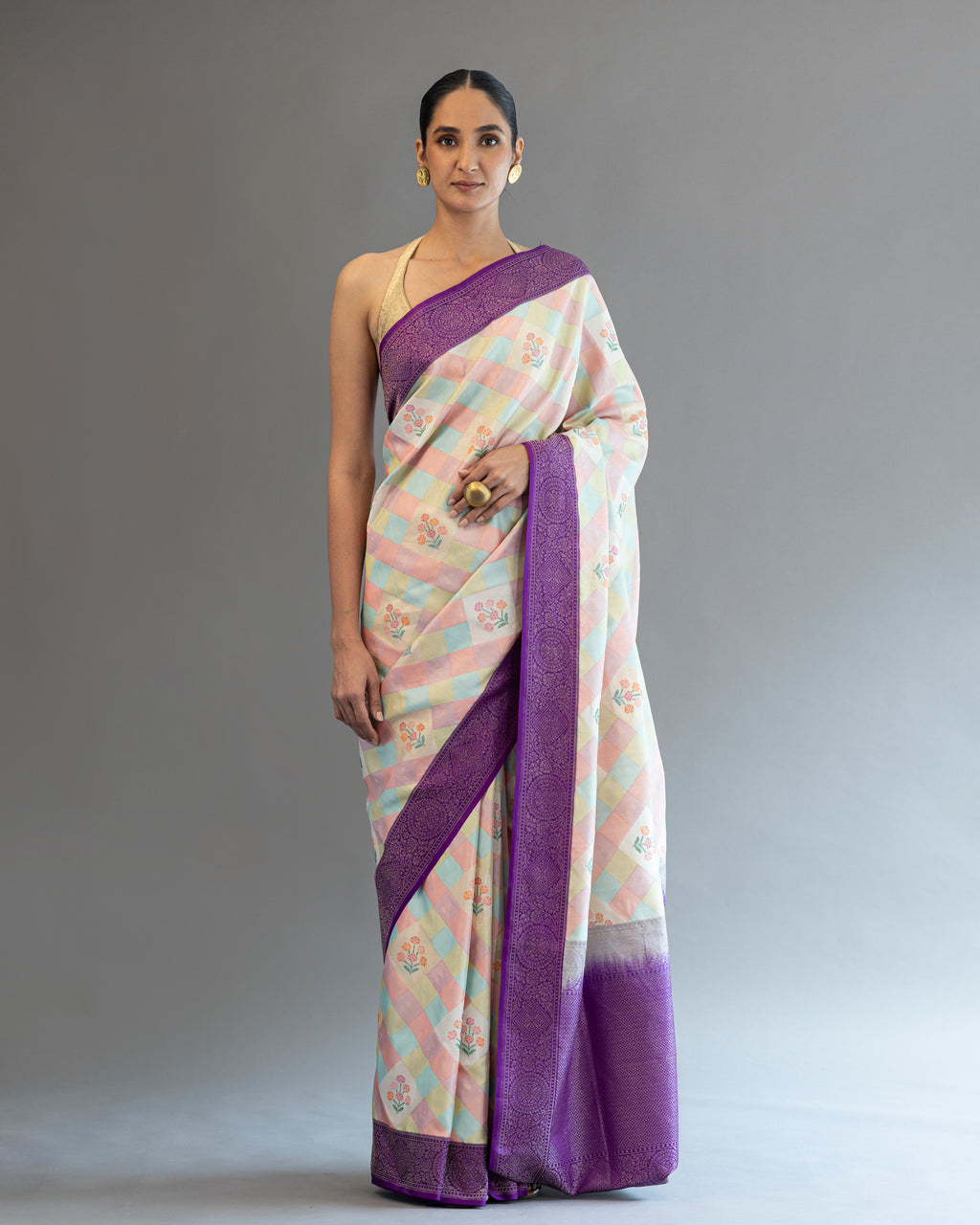 Jamdani Real Zari Saree Pure Silk