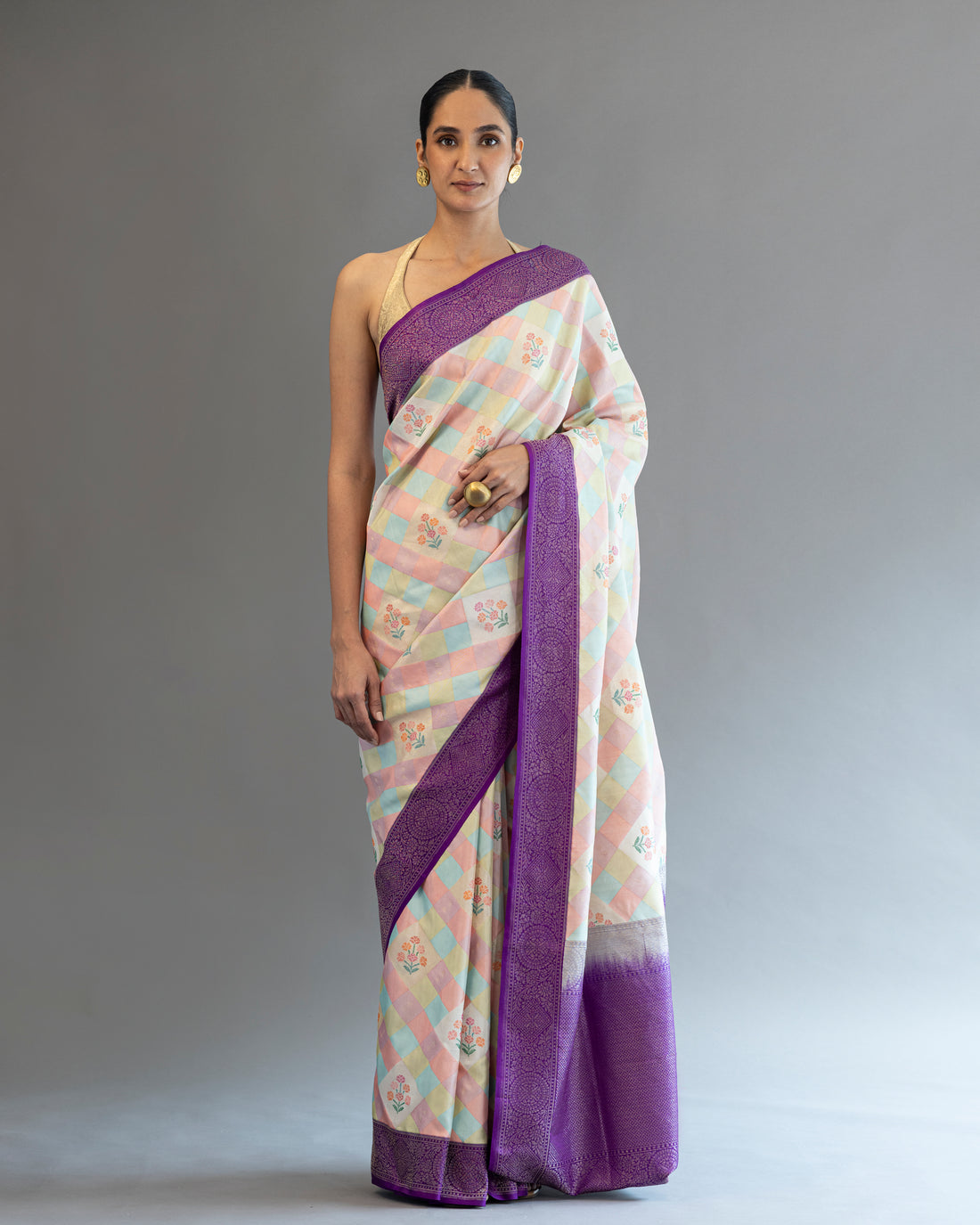 Jamdani Real Zari Saree Pure Silk