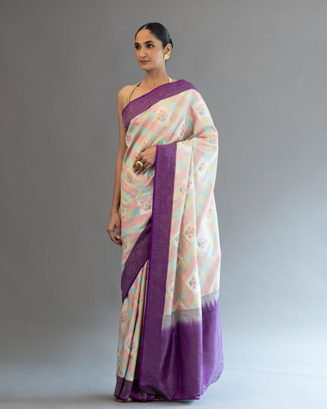Jamdani Real Zari Saree Pure Silk