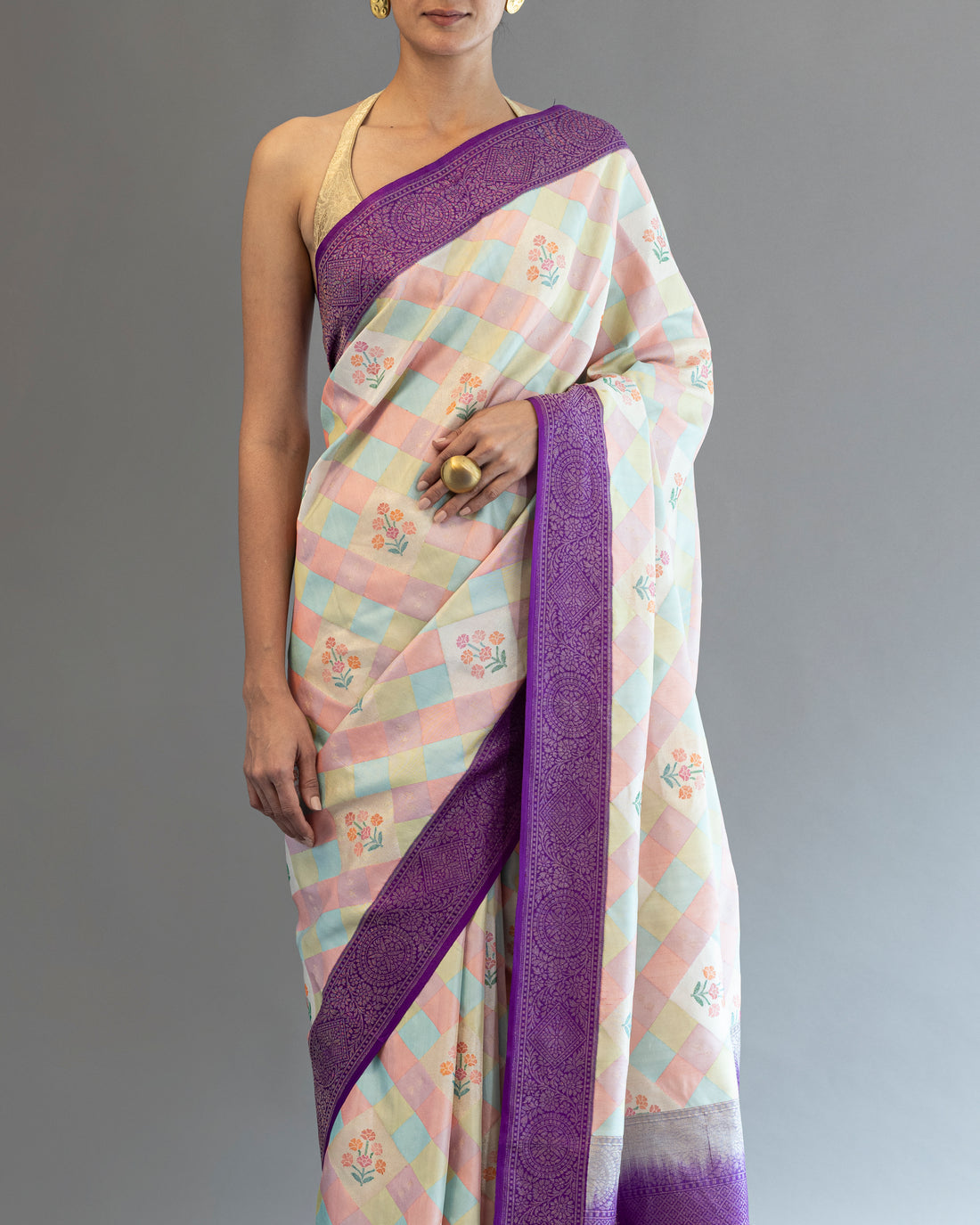 Jamdani Real Zari Saree Pure Silk