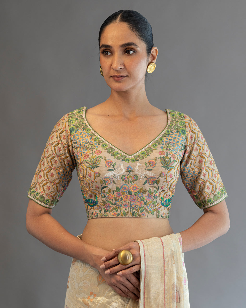 Mini-Nature Hand Embroidered Blouse Silk