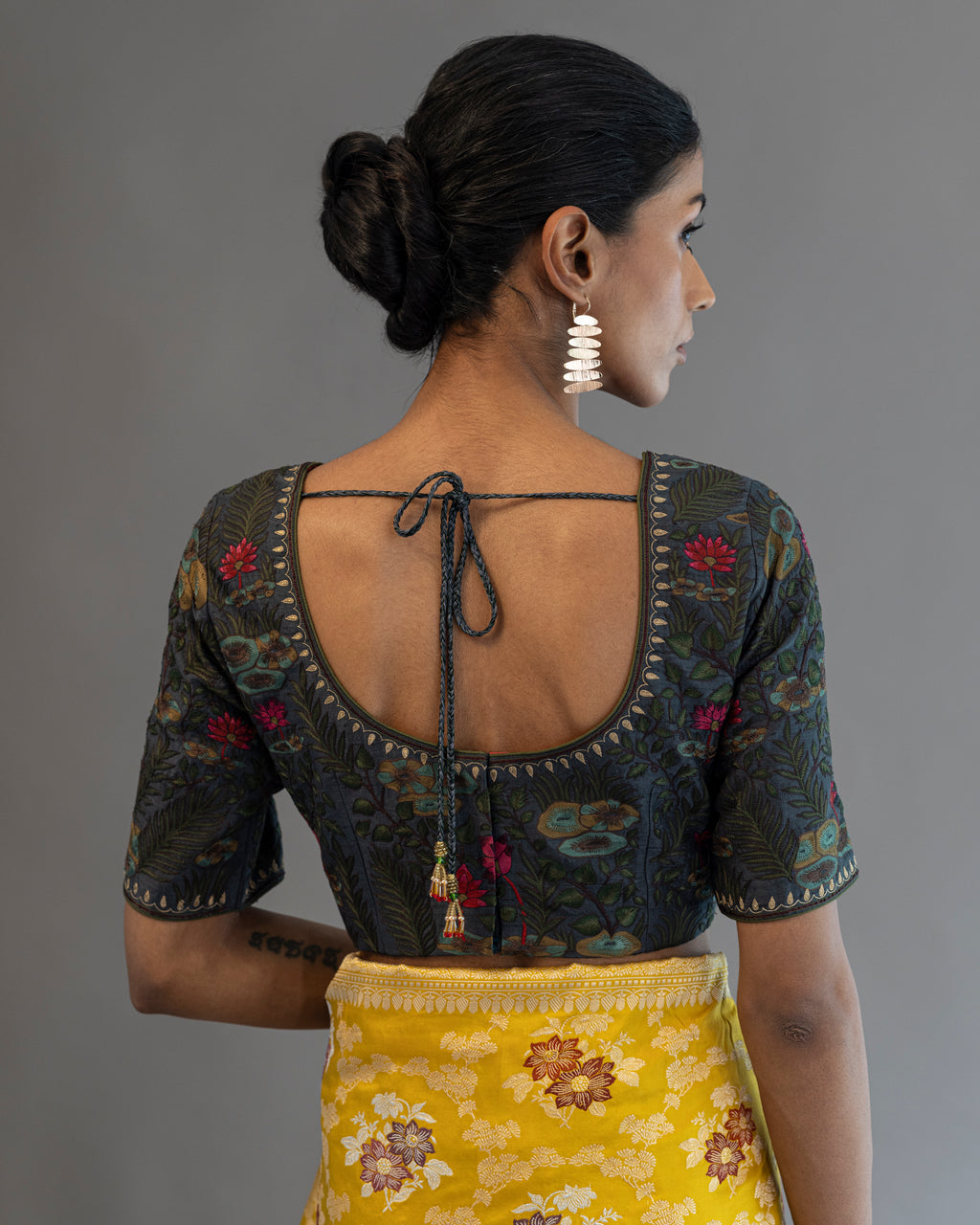 Black-Onyx Hand Embroidered Blouse Pure Silk