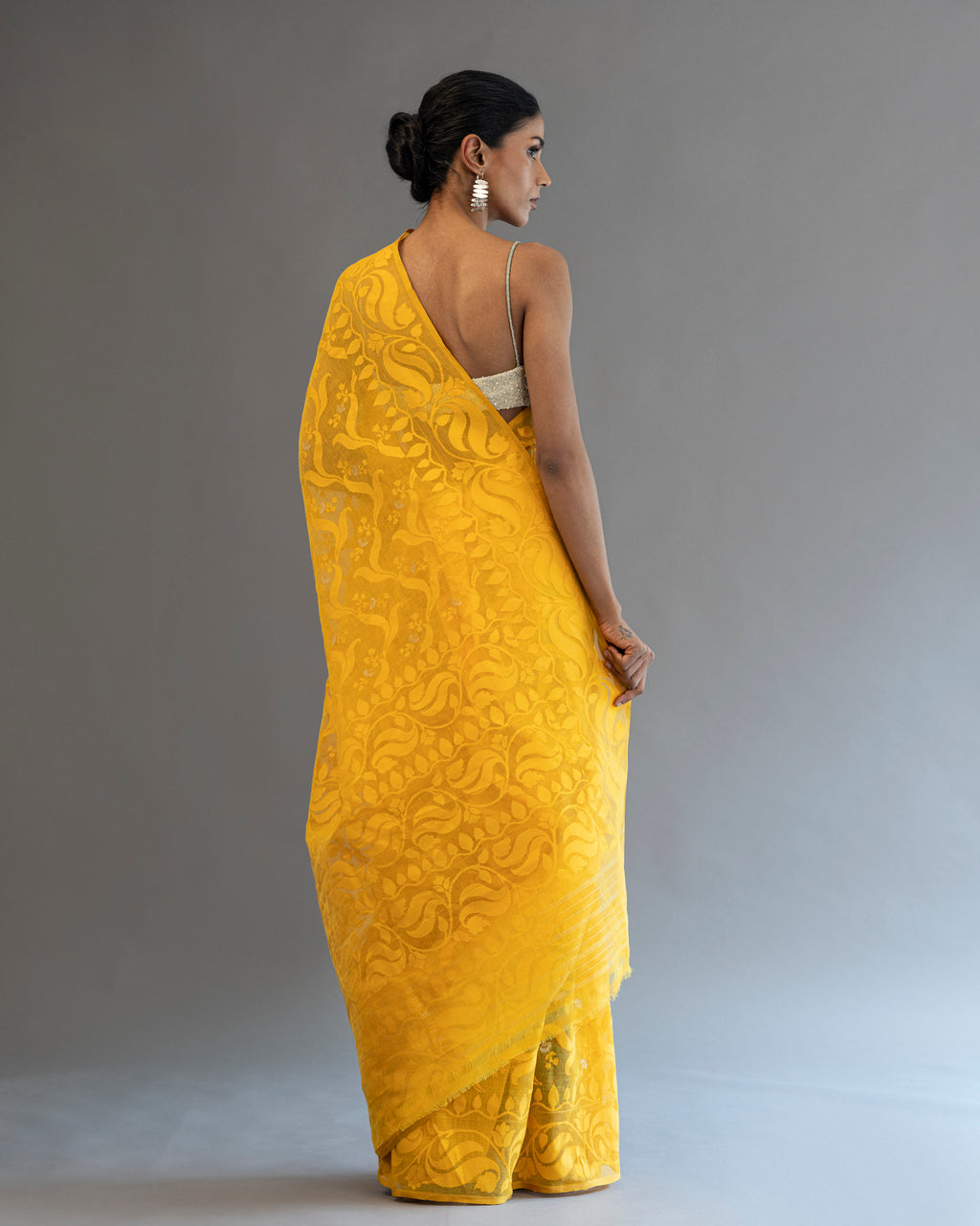 Marigold Yellow Pure Cotton Real Zari Saree