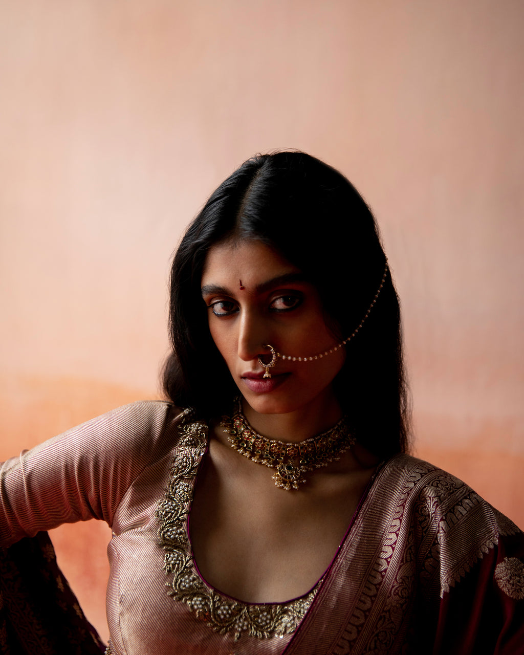 Amaranth Banarasi Silk Lehenga