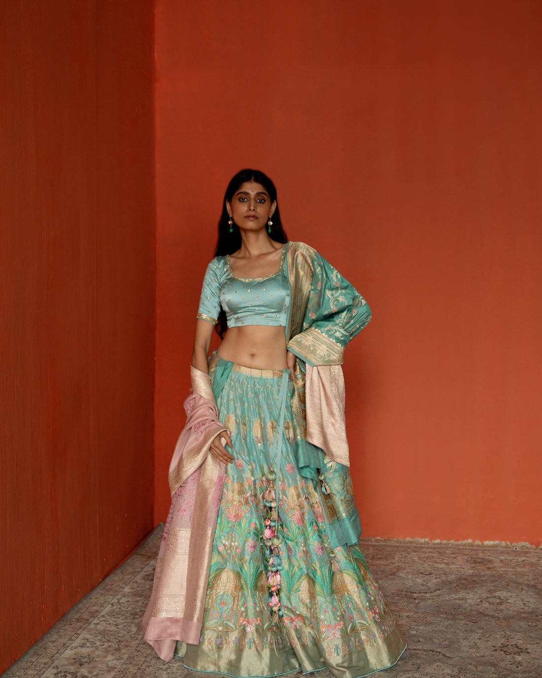 Lehenga Featuring Botanical Motifs