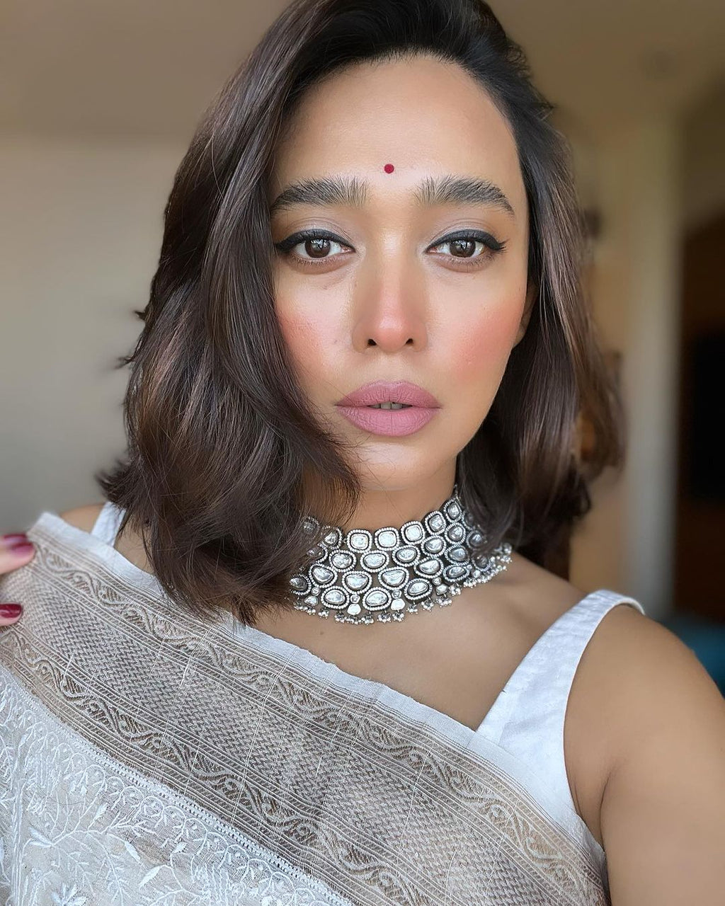 Silver Georgette Saree