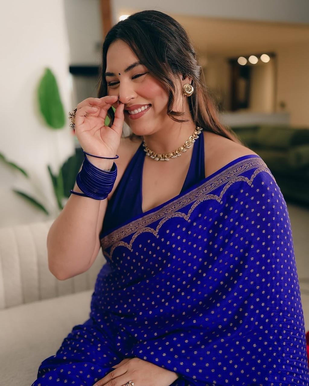 Banarasi Georgette Saree In Persian Blue