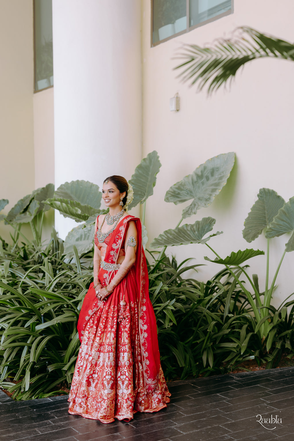 Scarlet Banarasi Lehenga In Silk