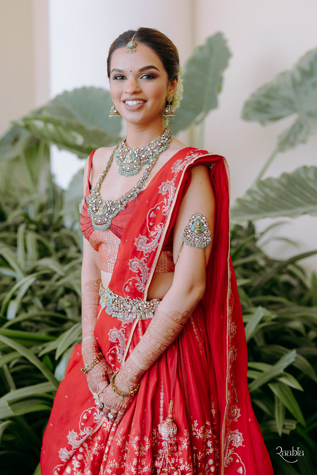 Scarlet Banarasi Lehenga In Silk