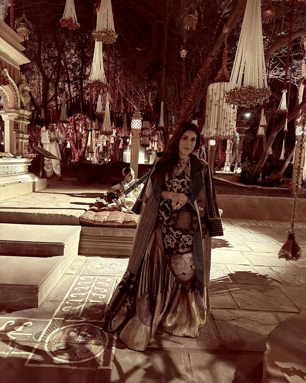 Jamiti Brown Pure Kora Lehenga
