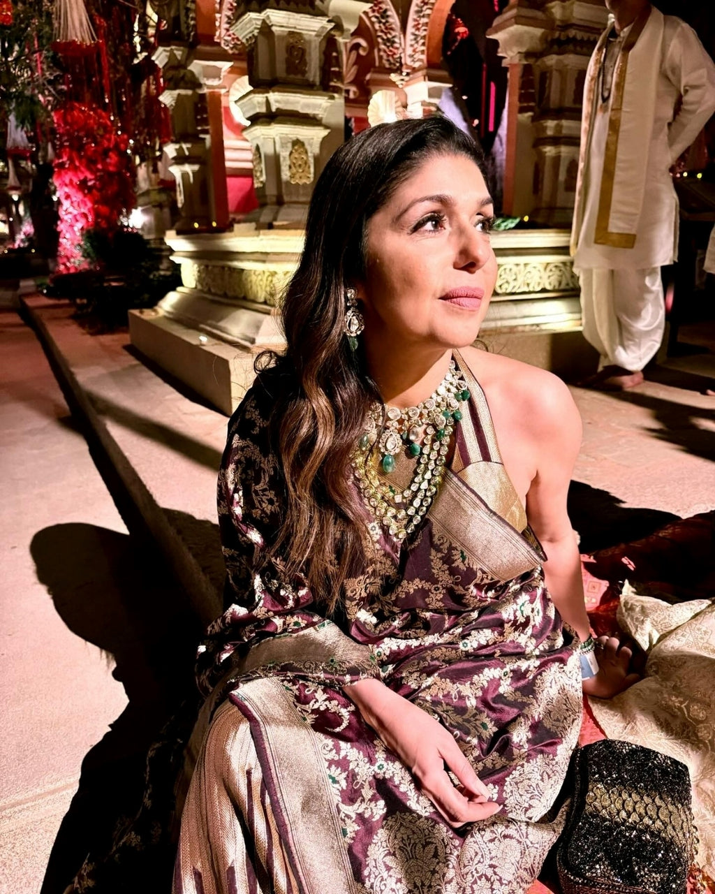 Jamiti Brown Pure Kora Lehenga