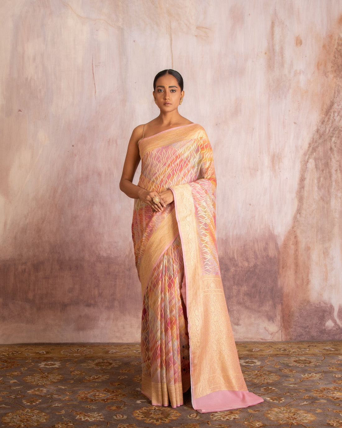 Nitya Zari Stripe Weave Saree Georgette