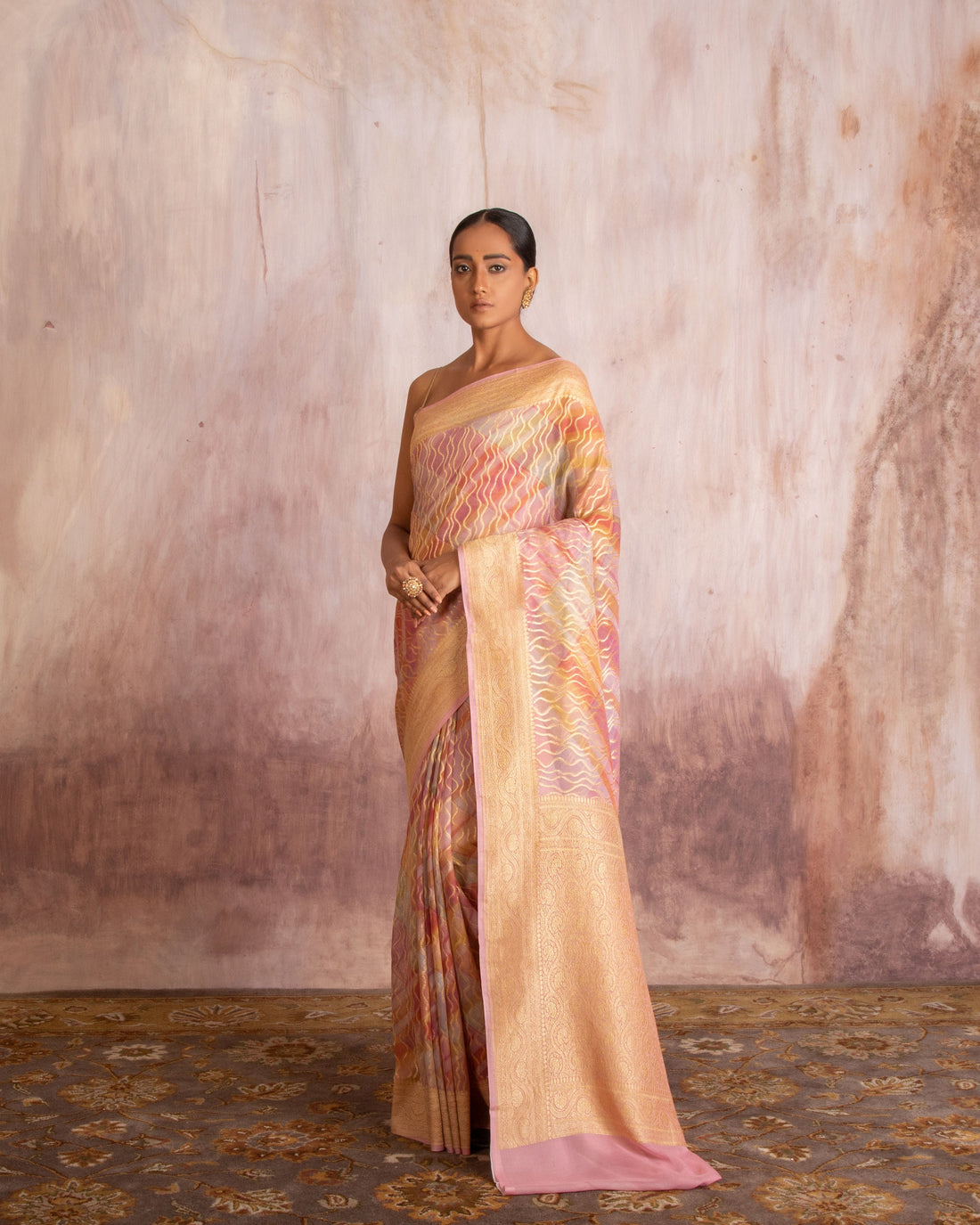 Nitya Zari Stripe Weave Saree Georgette