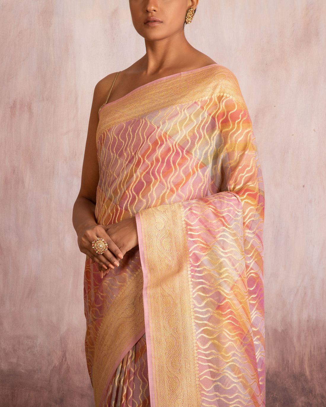 Nitya Zari Stripe Weave Saree Georgette