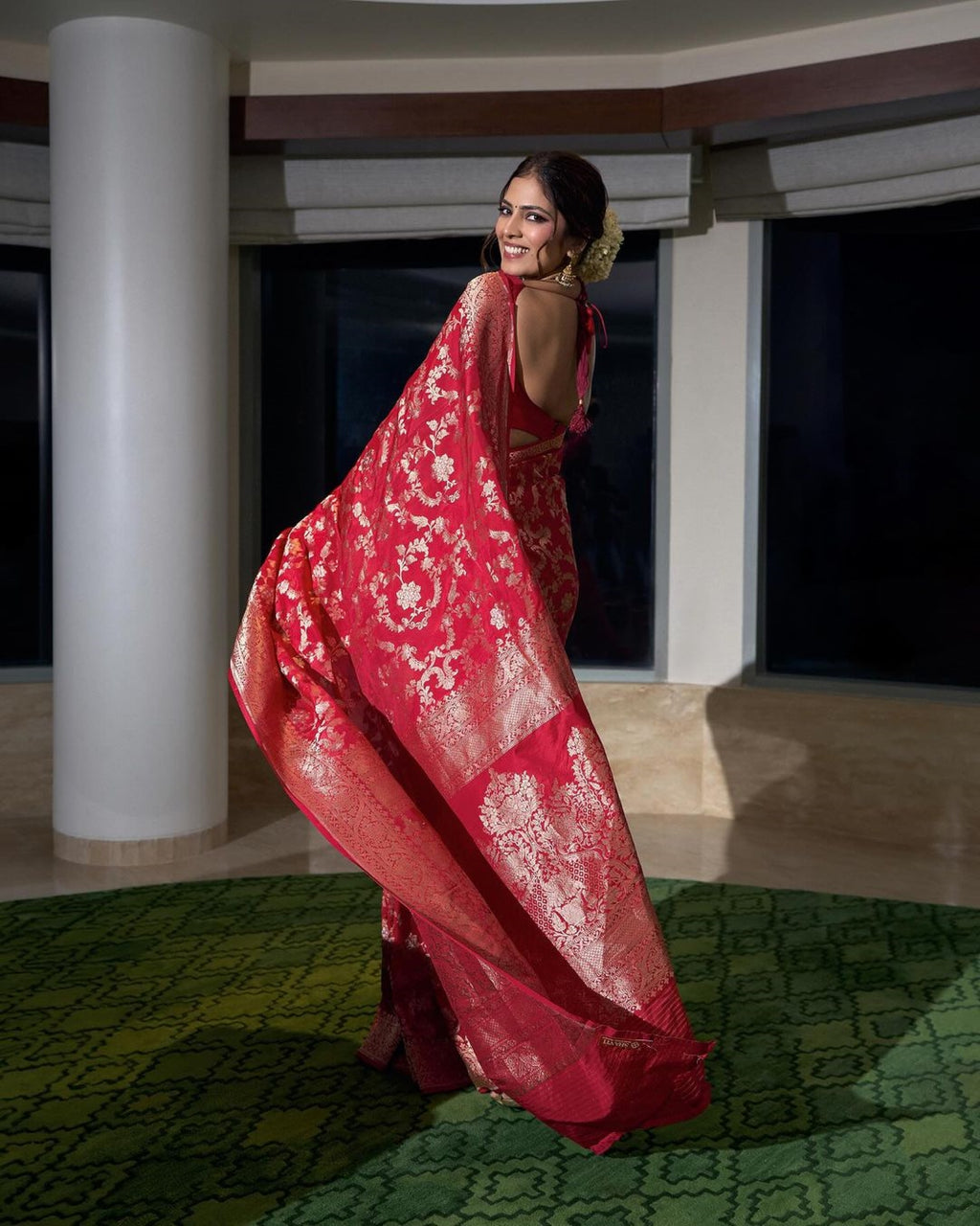 Ruby Red Silk Saree
