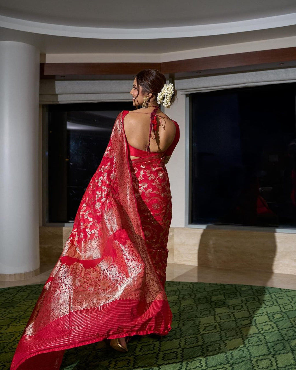 Ruby Red Silk Saree
