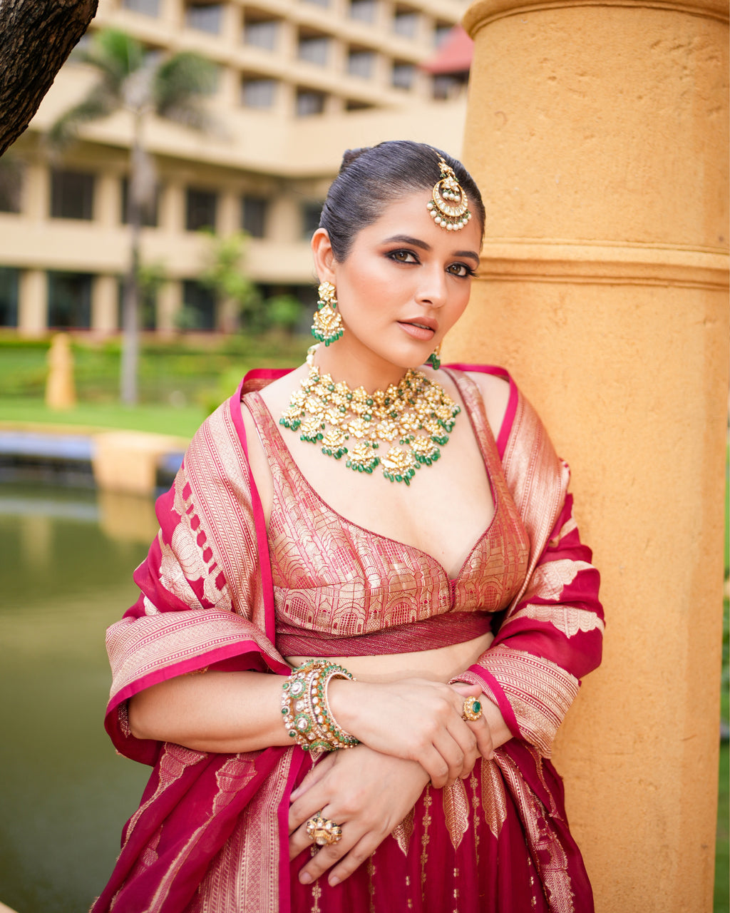 Garnet Glow Hawa Mahal Lehenga