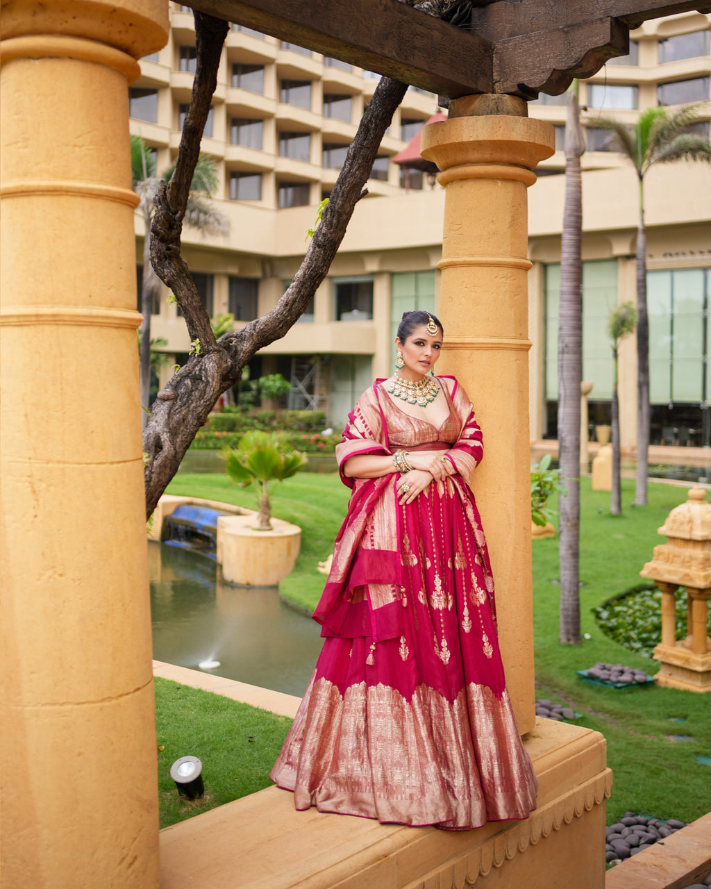 Garnet Glow Hawa Mahal Lehenga