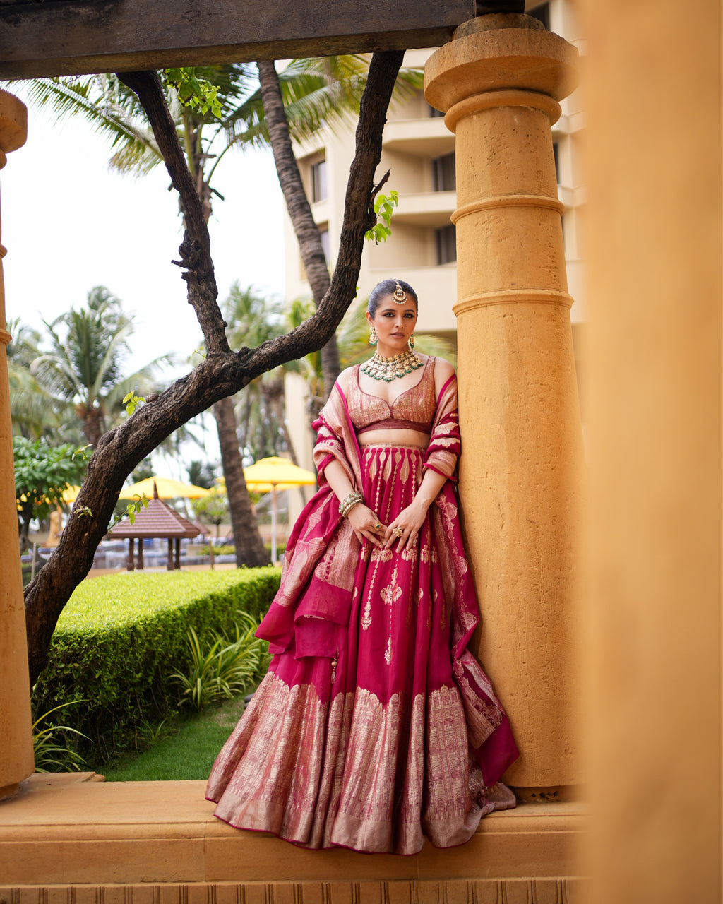 Garnet Glow Hawa Mahal Lehenga