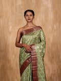 Golden Zari Buti Bandhani Print Saree Chiniya