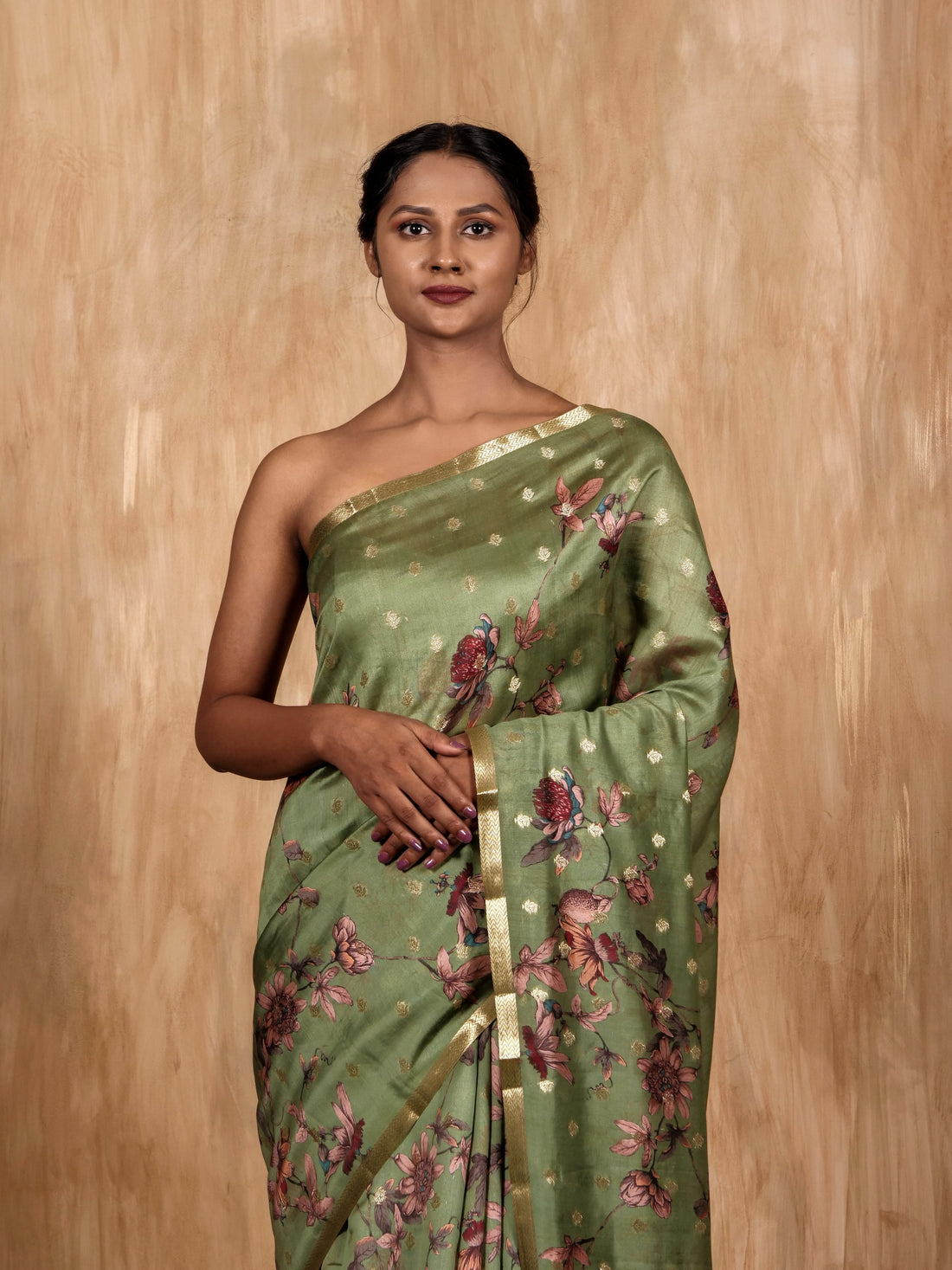 Gold Zari Buti Saree Chiniya