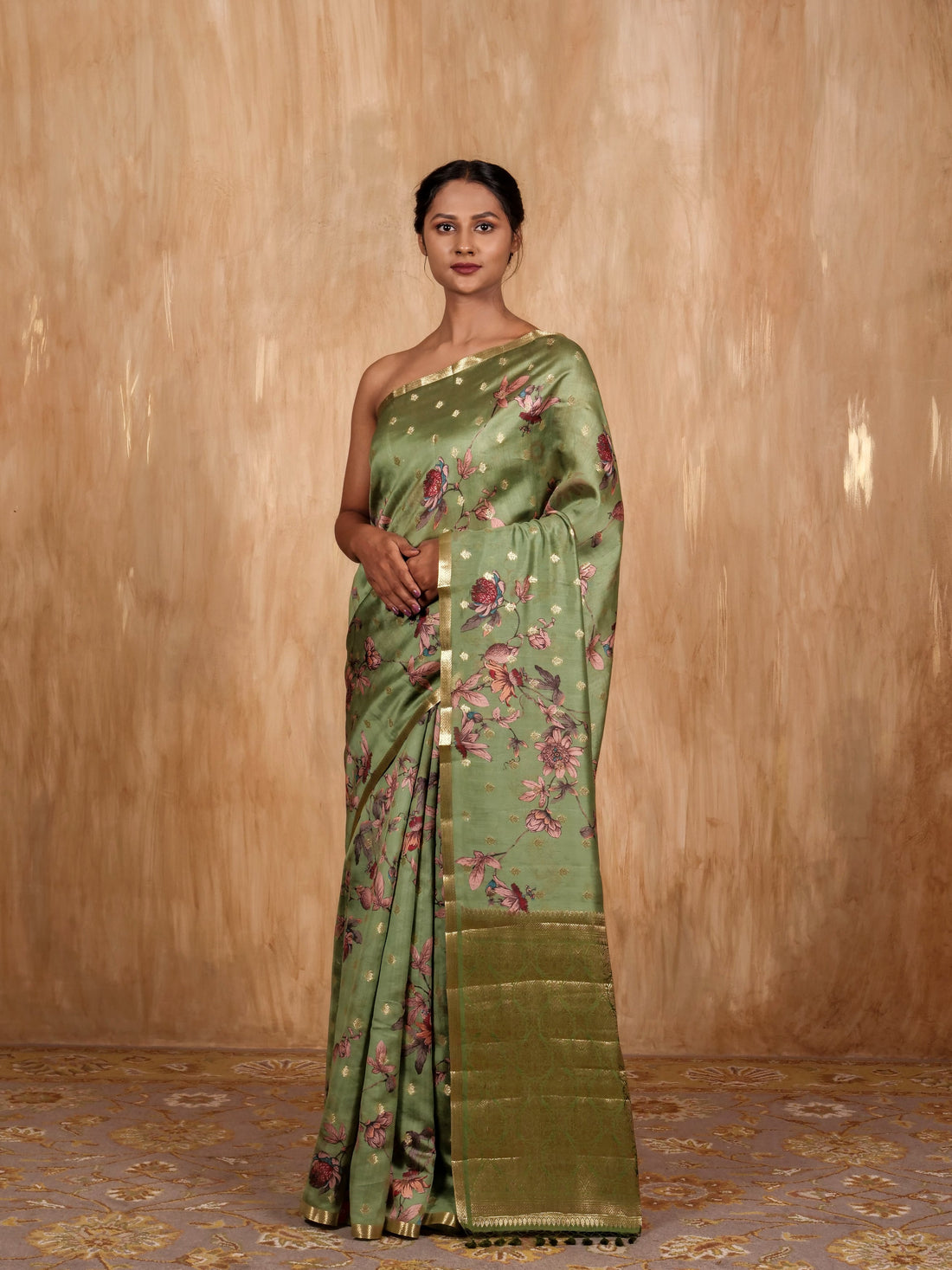 Gold Zari Buti Saree Chiniya