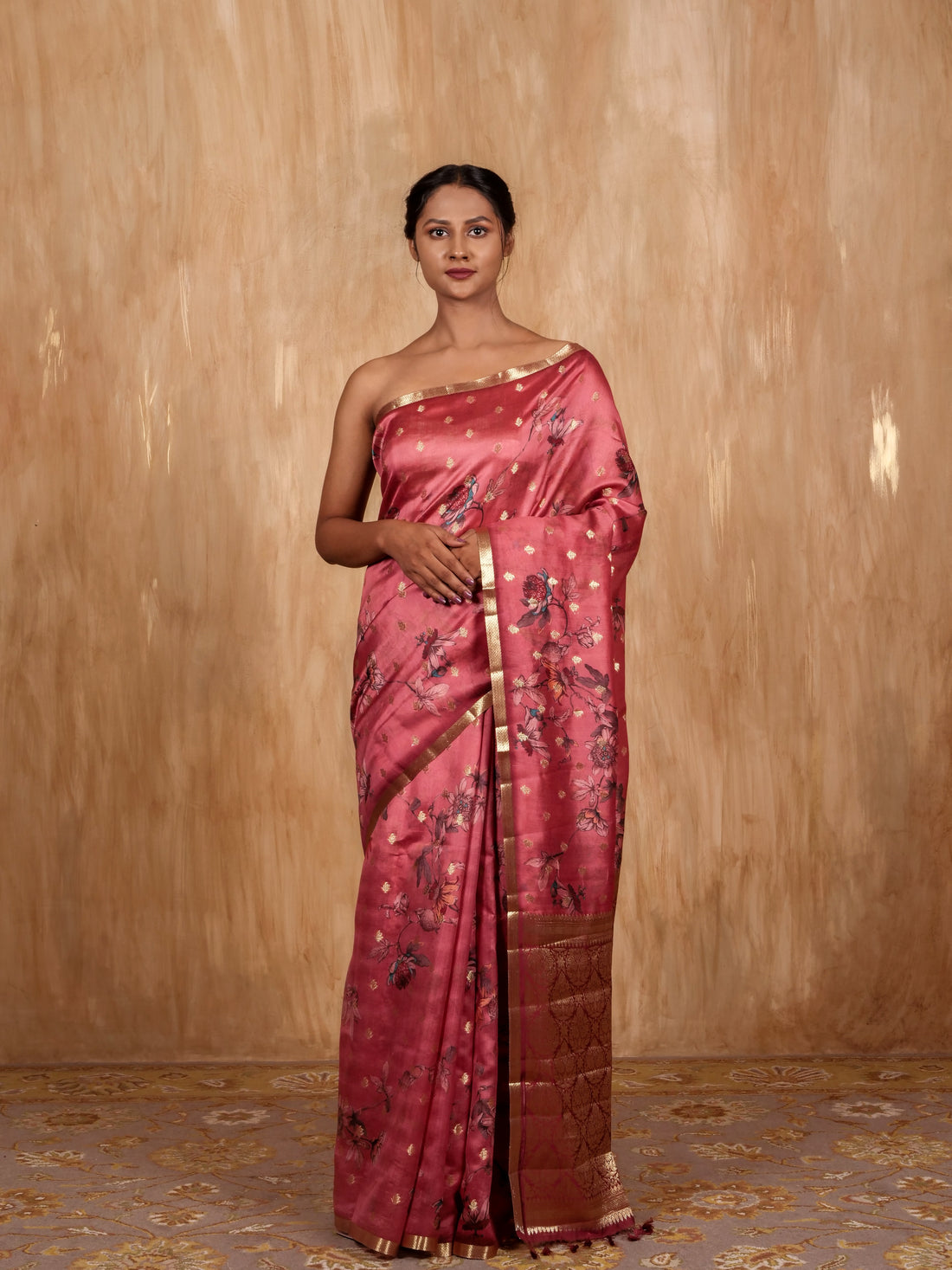 Gold zari Buti saree chiniya