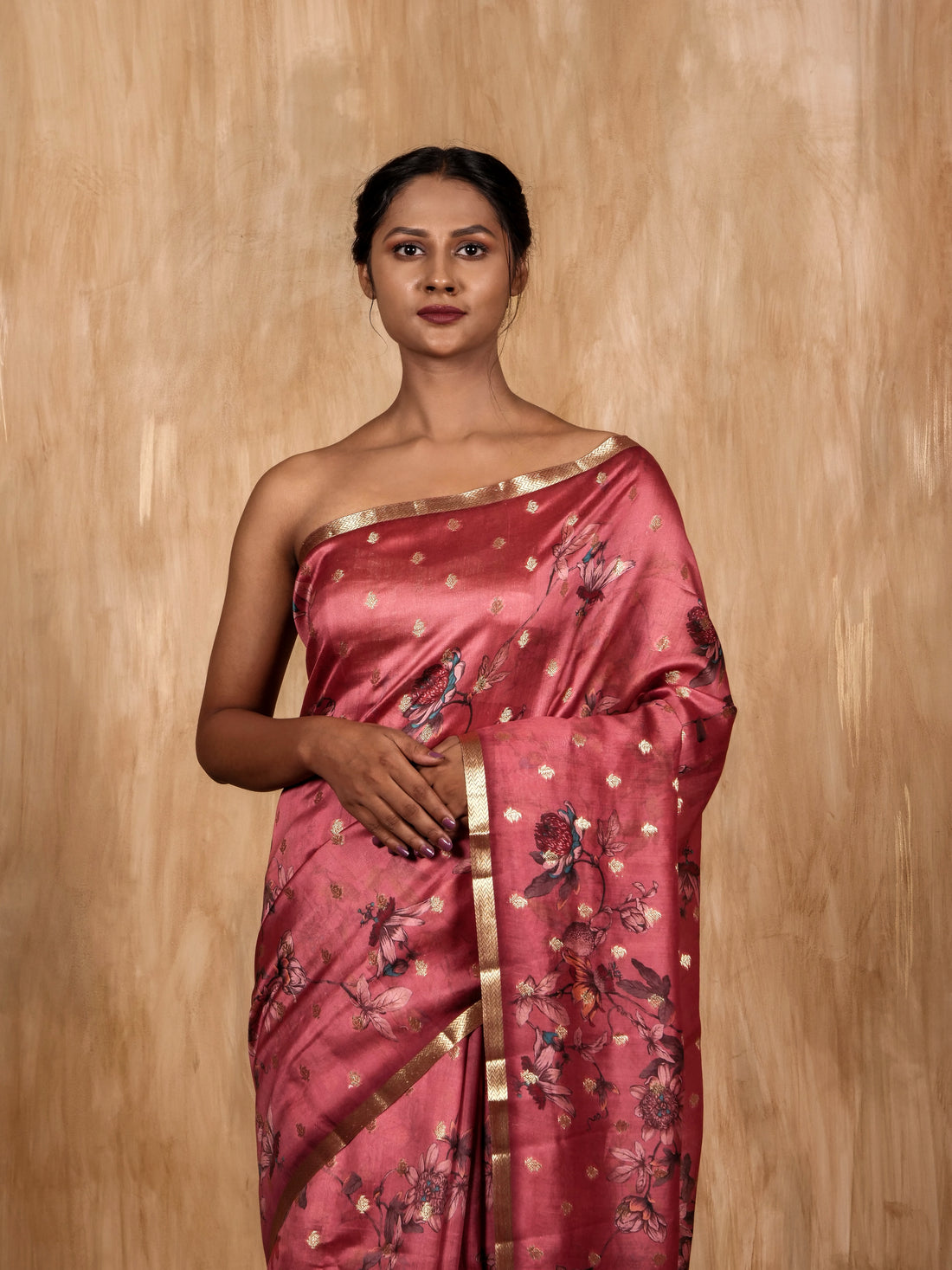 Gold zari Buti saree chiniya