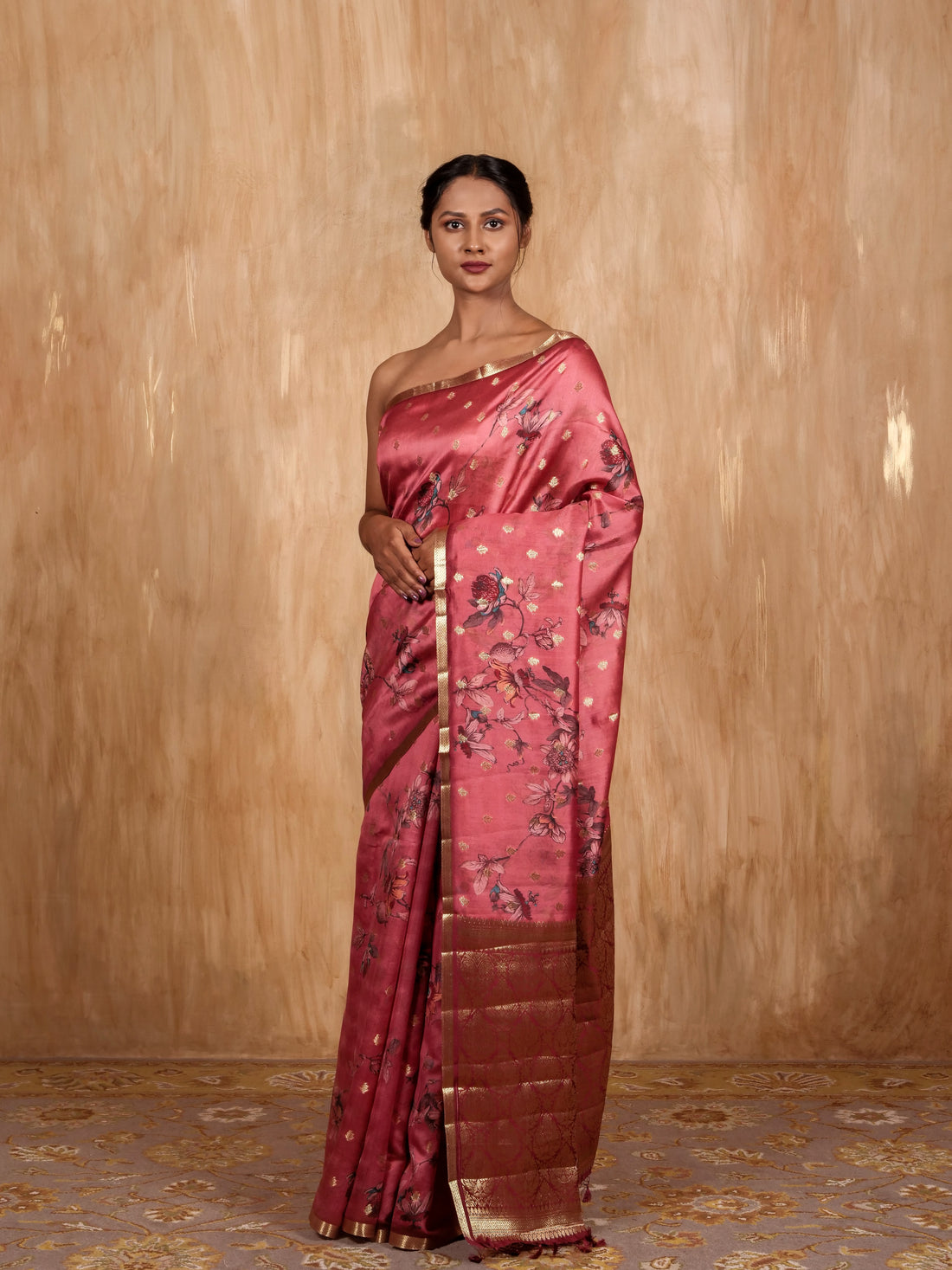 Gold zari Buti saree chiniya