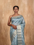 Silver Zari Buti Pattern chanderi Saree