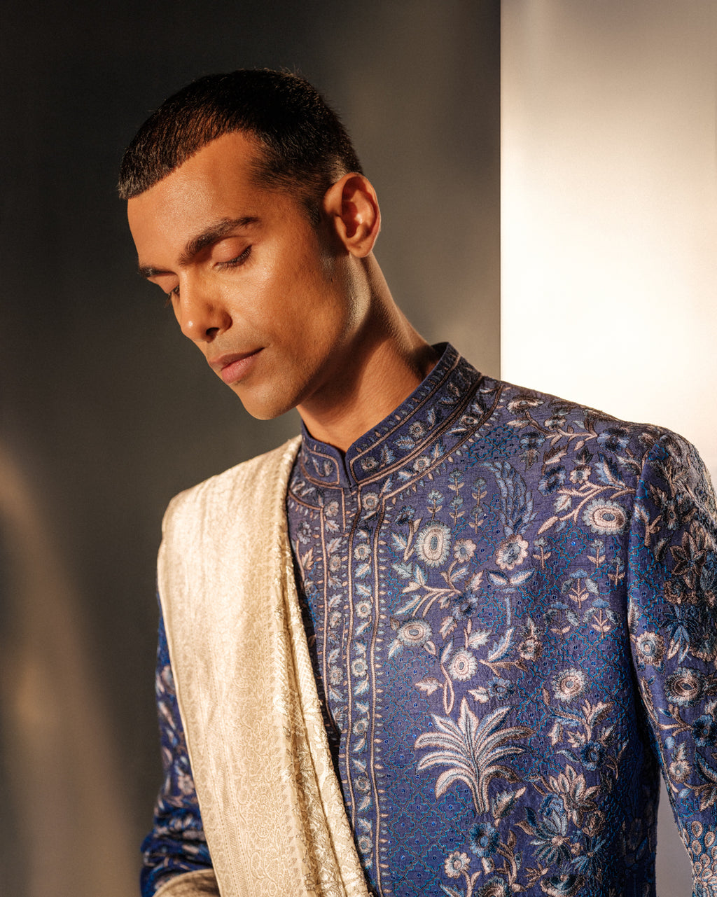 Hand Embroidered Resham Sherwani Set