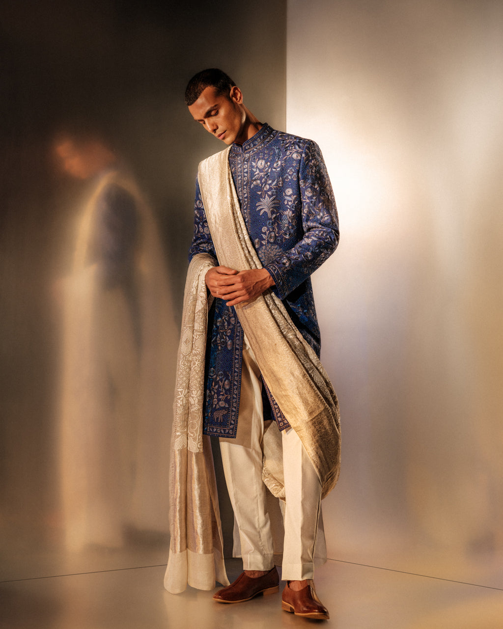 Hand Embroidered Resham Sherwani Set