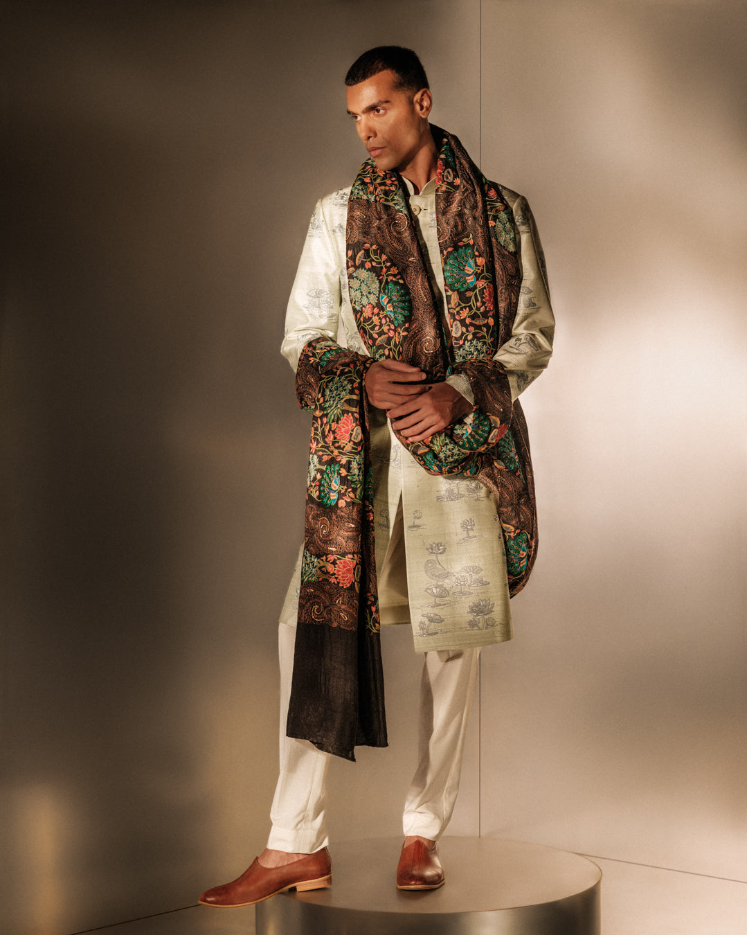 Hand Embroidered Resham Sherwani Set