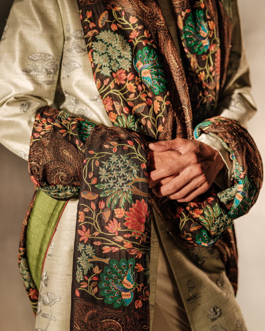 Hand Embroidered Resham Sherwani Set
