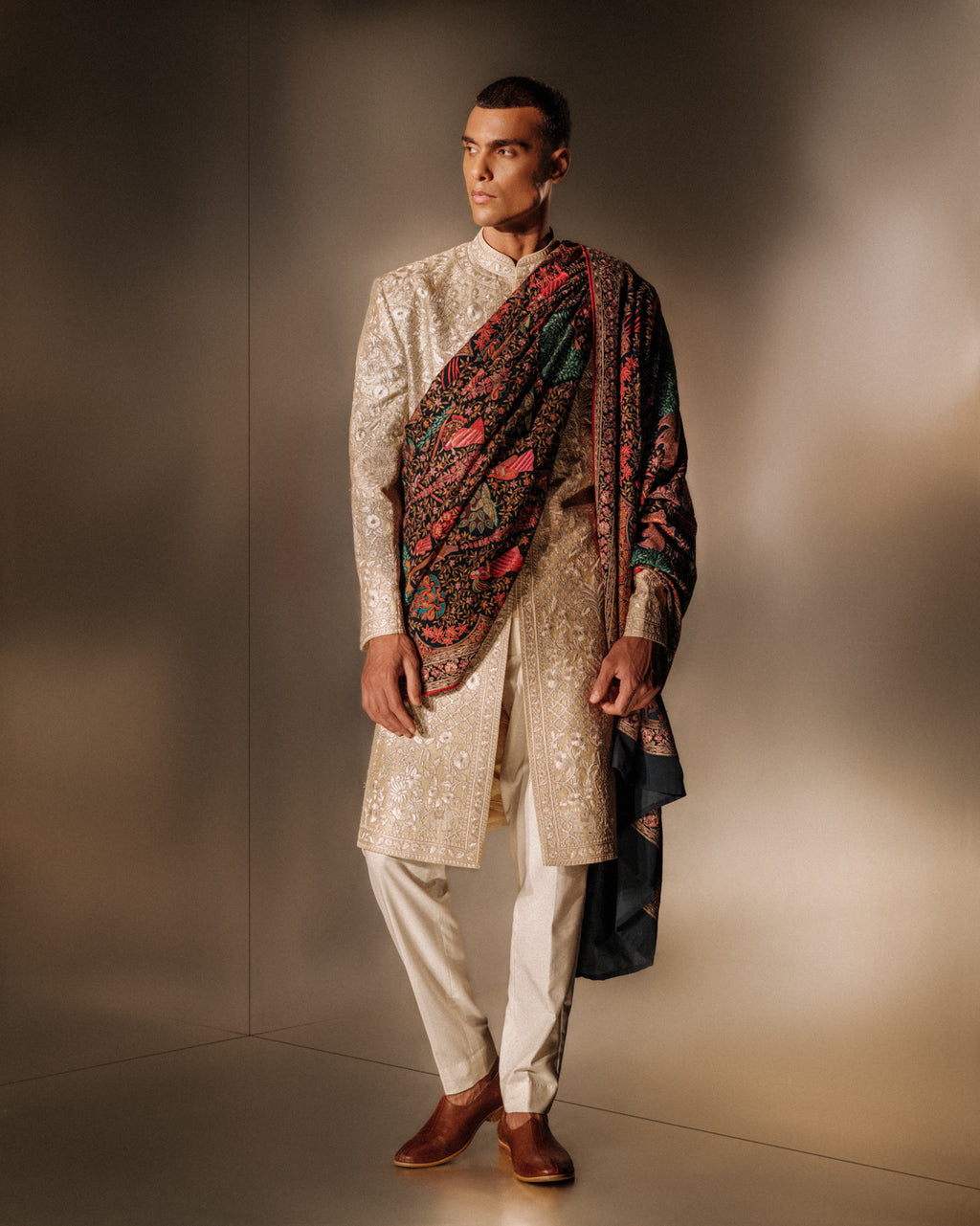 Hand Embroidered Resham Sherwani Set