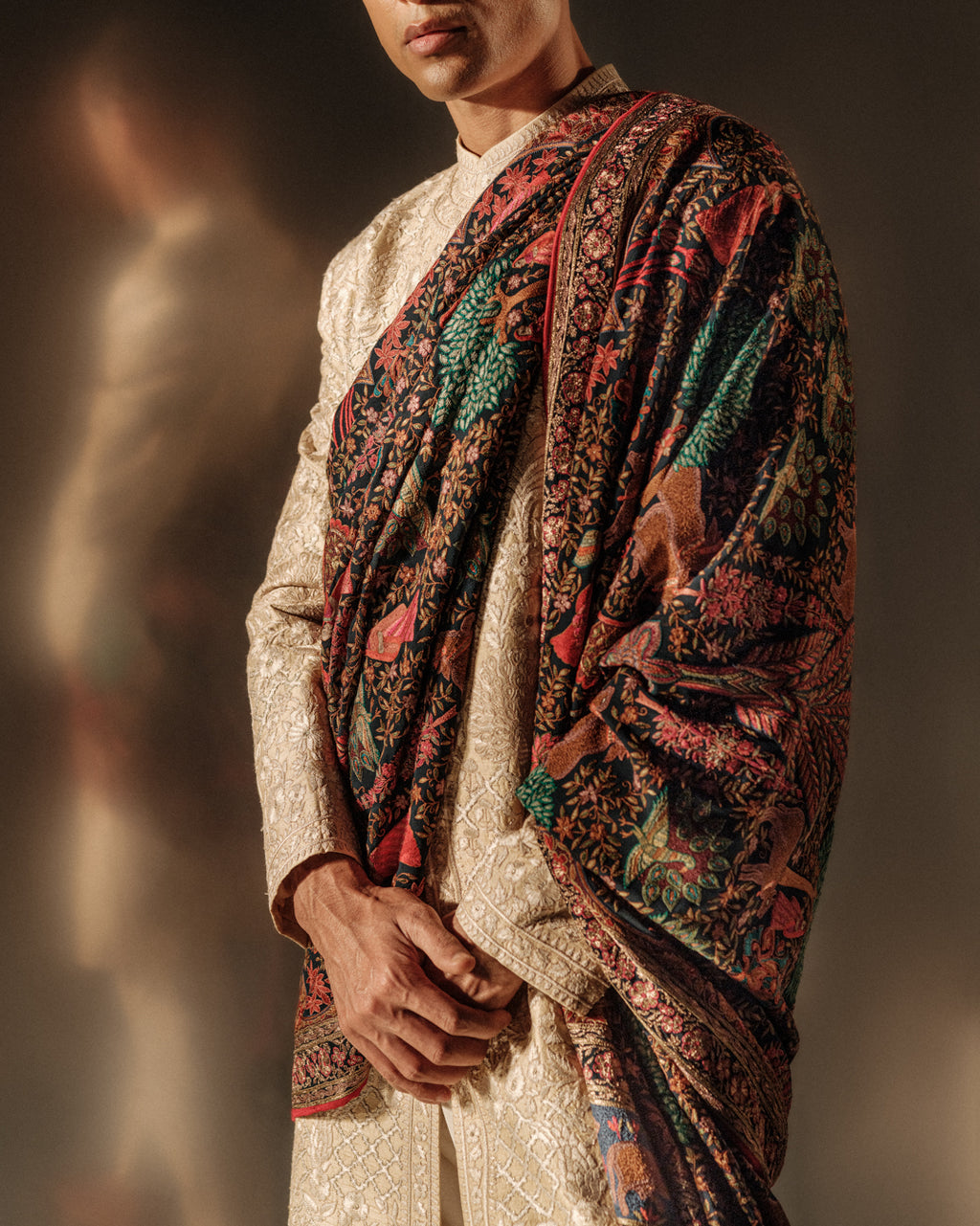 Hand Embroidered Resham Sherwani Set