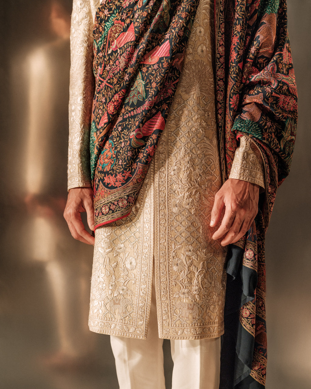 Hand Embroidered Resham Sherwani Set